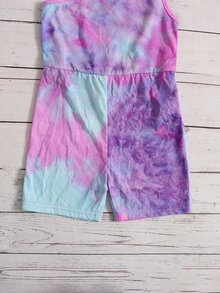 SHEIN 小女童紮染單肩連身短褲 - 彩色 - 查看 4