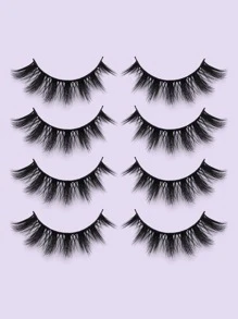 MAGEFY 4 Pairs Of Natural Full False Eyelashes,Thick Curling Fluffy Eyelashes For Party Use Manga Eyelashes, Travel Essentials Strip Lashes,Lashes,Eyelashes,Fake Lashes - Black - View 7