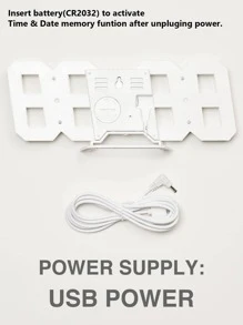 1pc 3D LED Digital Clock, Wall Mounted & Tabletop Dual Use, USB Powered Alarm Clock, No Battery Included,Home Decor ,Room Decor Bedroom Decor Dormitory Decor Back To School School Decor School Surprise School Supplies