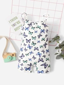 SHEIN Baby Girl Butterfly Print Cami Romper