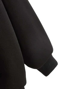 EURMUSE Capucha unicolor con cremallera con cordón - Negro - Ver 3