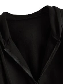 EURMUSE Capucha unicolor con cremallera con cordón - Negro - Ver 4
