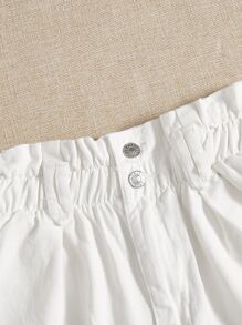 Breezaya 紙袋型腰卷邊牛仔短褲