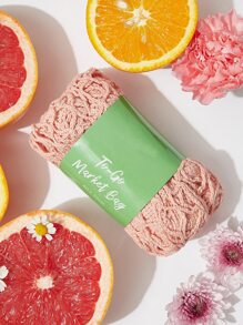 Reusable To-Go Market Filt French Net Mesh Travel Beach Bag—Natural - Pink - View 6