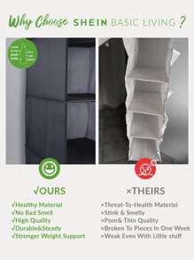 SHEIN Basic living BASIC LIVING Exclusivo organizador de clóset colgante reciclado con 4 estantes - Gris - Ver 3