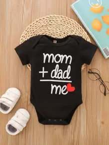 Baby Boy Heart & Letter Graphic Bodysuit - Black - View 1