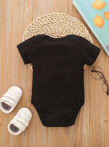 Baby Boy Heart & Letter Graphic Bodysuit - Black - View 2