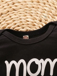 Baby Boy Heart & Letter Graphic Bodysuit - Black - View 3