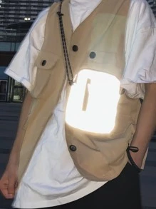 High School Students University Freshman Multifunctional Sling Bag Shoulder Bag Casual Bag Mini Men Reflective Zipper Front For Travel,College,Outdoors,Sports,Commute - Grey - View 1