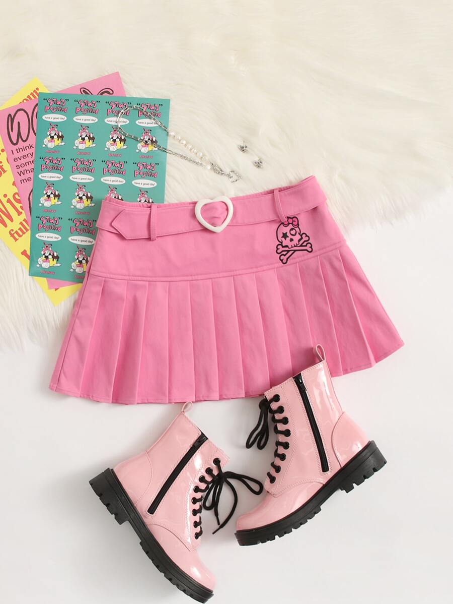 SHEIN ICON Váy nữ Thắt lưng Xếp li Đồ họa Sẵn sàng