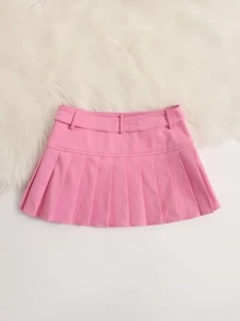 SHEIN ICON Váy nữ Thắt lưng Xếp li Đồ họa Sẵn sàng - Hồng - Xem 3