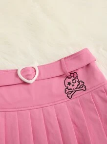 SHEIN ICON Váy nữ Thắt lưng Xếp li Đồ họa Sẵn sàng - Hồng - Xem 6