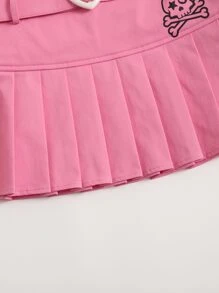 SHEIN ICON Váy nữ Thắt lưng Xếp li Đồ họa Sẵn sàng - Hồng - Xem 7