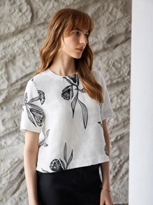 MOTF PREMIUM 100% LINEN BOXY TULIP TOP - White - View 4