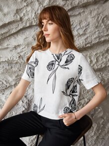 MOTF PREMIUM 100% LINEN BOXY TULIP TOP - White - View 7