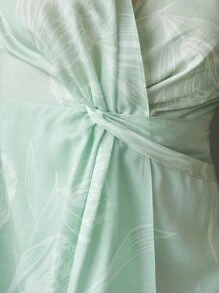 MOTF PREMIUM 亚麻合身鬱金香連衣裙 - 薄荷綠 - 查看 7