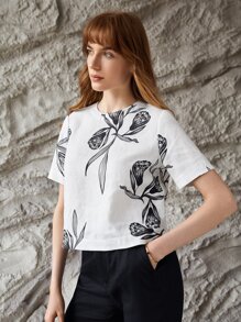 MOTF PREMIUM 100% LINEN BOXY TULIP TOP - White - View 9
