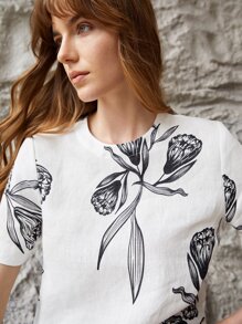MOTF PREMIUM 100% LINEN BOXY TULIP TOP - White - View 11