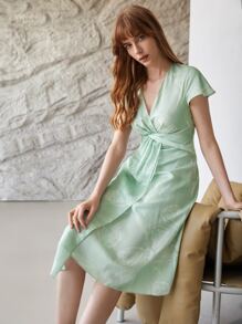 MOTF PREMIUM 亚麻合身鬱金香連衣裙 - 薄荷綠 - 查看 11