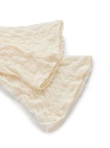 SHEIN ICON 90s Bell Sleeve Tie Front Textured Sheer Top - Beige - View 3