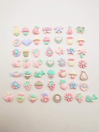 50入組花朵形狀DIY髮夾配件