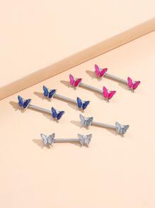6 piezas Tachuela de pezón con diseño de mariposa - Multicolor - Ver 1