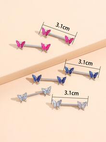 6 piezas Tachuela de pezón con diseño de mariposa - Multicolor - Ver 3