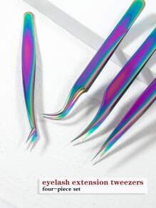 4pcs Ombre Eyelash Tweezers Set - Multicolor - View 5