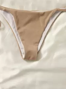 SHEIN Swim Bãi biển mùa hè Lấp lánh lấp lánh Áo ngực tam giác & Bộ đồ tắm bikini đáy bơi - màu nâu - Xem 5