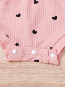 SHEIN Vintaside Kids 嬰兒女孩心形印花背心連體裙&頭箍套裝 - 藕粉色 - 查看 6