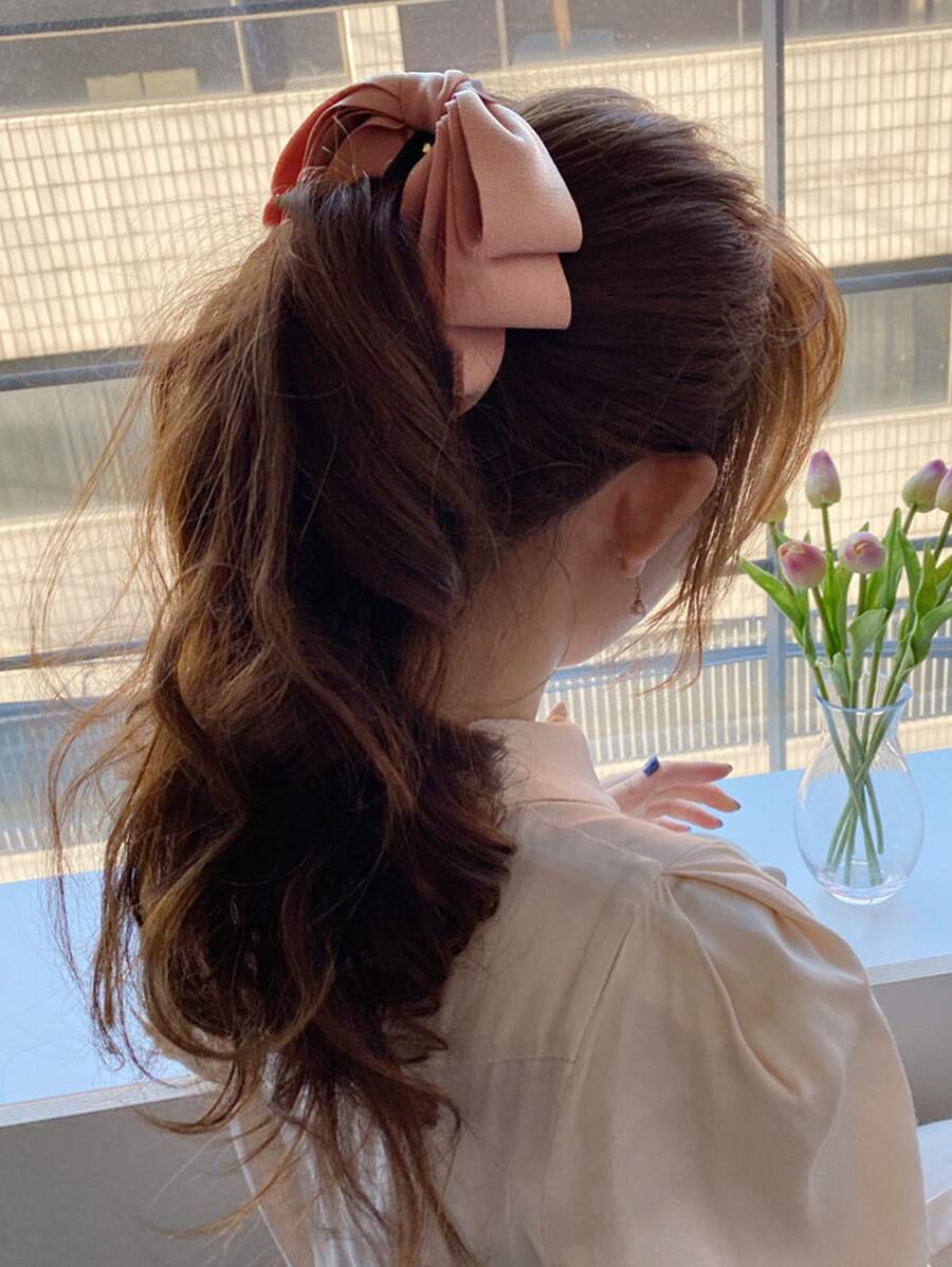 蝴蝶結裝飾香蕉夾 - 粉色 - 查看 1