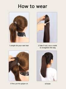 Short Curly Ponytail Synthetic Hair Extension - Black - View 6