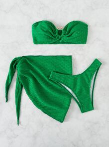 Vaytide 3件套纯色性感比基尼泳衣，适合海滩度假