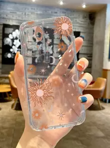 Inked in Red Sun & Moon Clear Phone Case - Multicolor - View 1