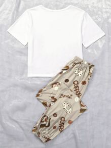 蛋糕和字母圖案睡衣套裝 - 彩色 - 查看 2