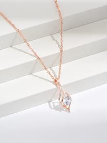 方晶鋯石裝飾幾何吊墜項鍊 - 玫瑰金 - 查看 1
