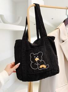 Cartoon Graphic Shopper Bag School Bag For Graduate, Teen Girls, Freshman, Sophomore, Junior & Senior In College, University & High School, Perfect For Outdoors ,Travel & Back To School - Black - View 5