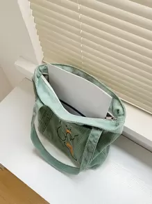 Cartoon Graphic Shopper Bag School Bag For Graduate, Teen Girls, Freshman, Sophomore, Junior & Senior In College, University & High School, Perfect For Outdoors ,Travel & Back To School - Green - View 4