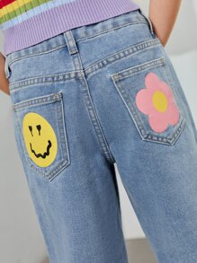 SHEIN Cô gái Quần legging thẳng Diễn đạt & In hoa - Rửa nhẹ - Xem 6