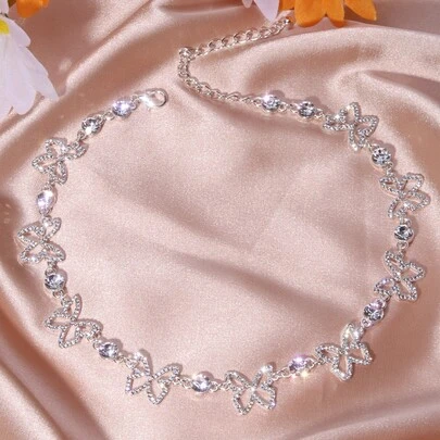 水鑽蝴蝶裝飾項鍊