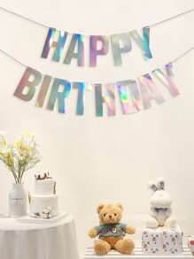 Shiny Silver Paper Pull Flags For Birthday Party Decoration - Multicolor - View 1