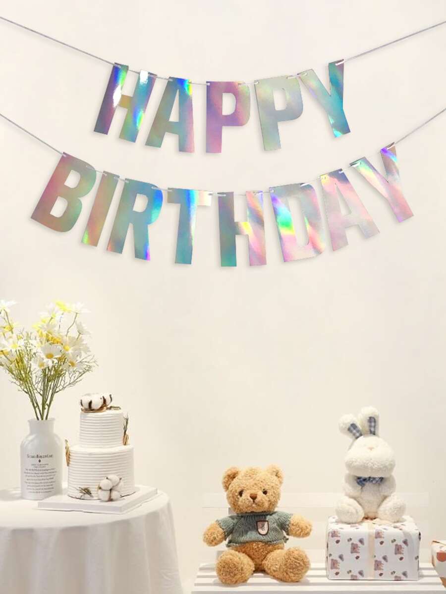 Shiny Silver Paper Pull Flags For Birthday Party Decoration - Multicolor - View 1