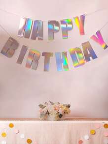 Shiny Silver Paper Pull Flags For Birthday Party Decoration - Multicolor - View 2