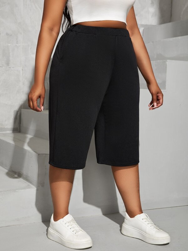 SHEIN EZwear Plus High Waist Wide Leg Trousers SHEIN UK