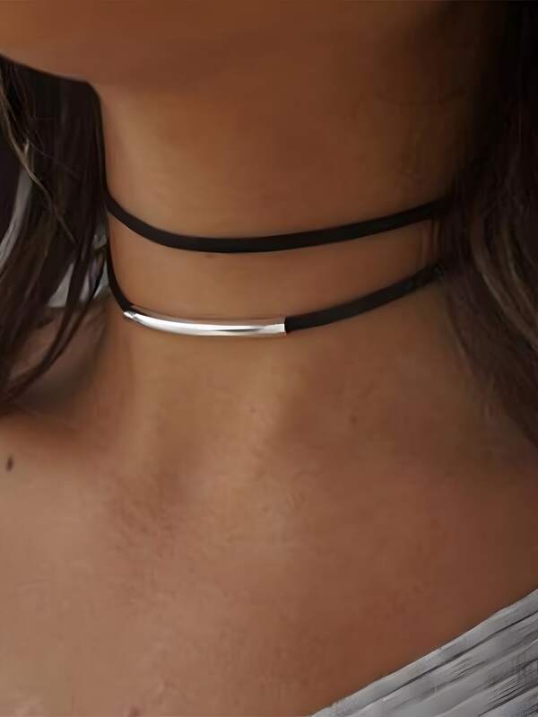 Multilayer Velvet Curved Choker Double Layer Collar Gothic Black Punk Accessories