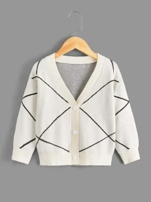 Niñito Cárdigan con patrón geométrico - Blanco - Ver 1