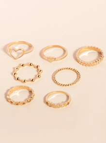 7 chiếc nhẫn trang trí trái tim - Vàng - Xem 3