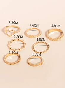 7 chiếc nhẫn trang trí trái tim - Vàng - Xem 4
