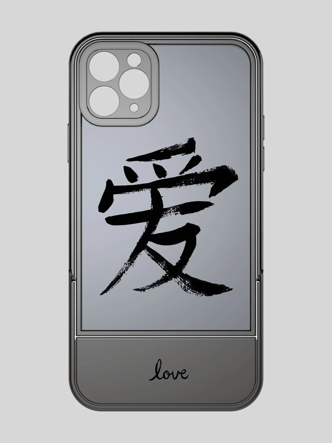 con estampado de letra china Funda de celular transparente con invisible escritorio Soporte - Multicolor - Ver 1