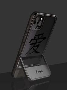 con estampado de letra china Funda de celular transparente con invisible escritorio Soporte - Multicolor - Ver 2